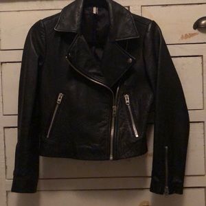 Topshop black leather jacket